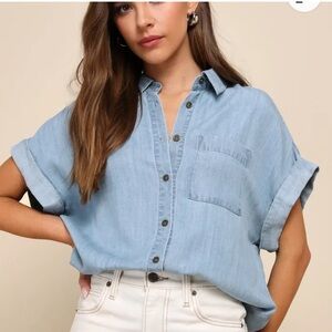 Lulu's Light Blue Button-Down Shirt